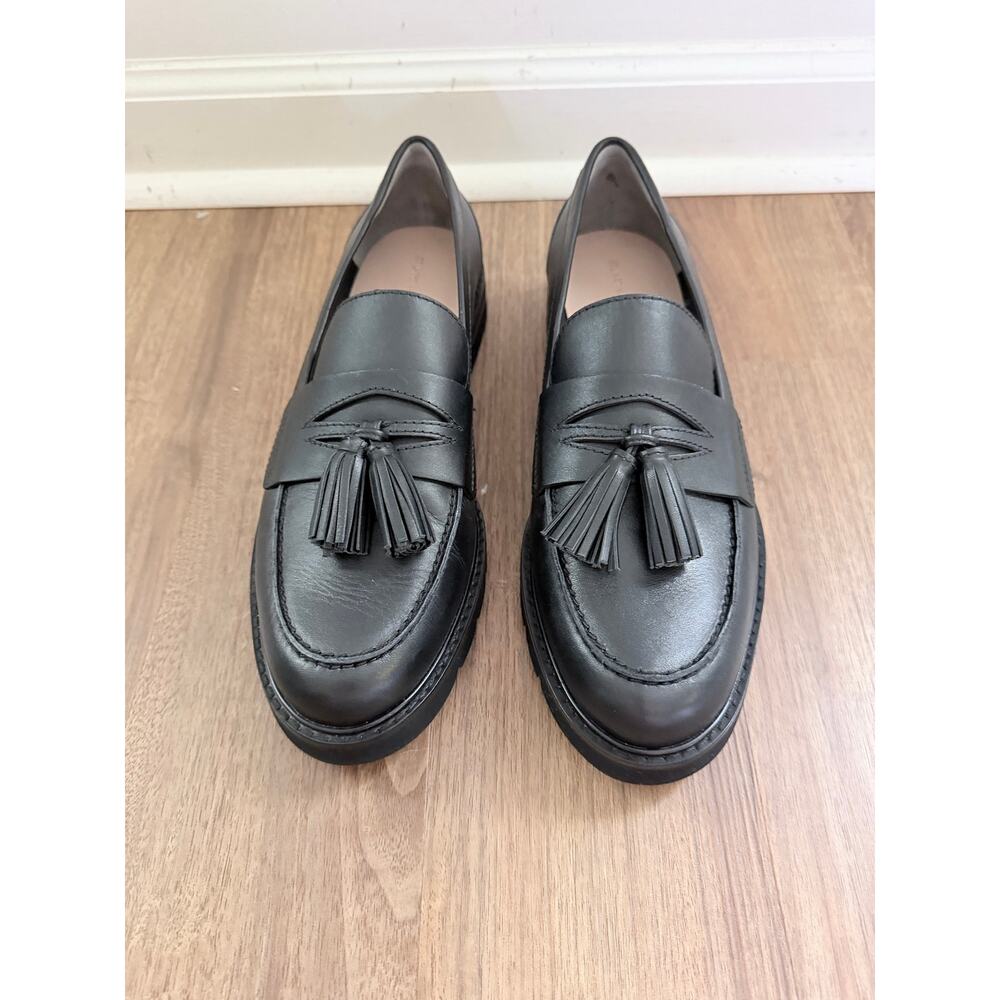 Stuart Weitzman Adrina Leather Tassel Black Loafers-Size 11.5 - Picture 3 of 6
